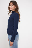 Zuella Shirttail Sweater - Azul Marino - 100% Cachemira Oeko-Tex - Mujer