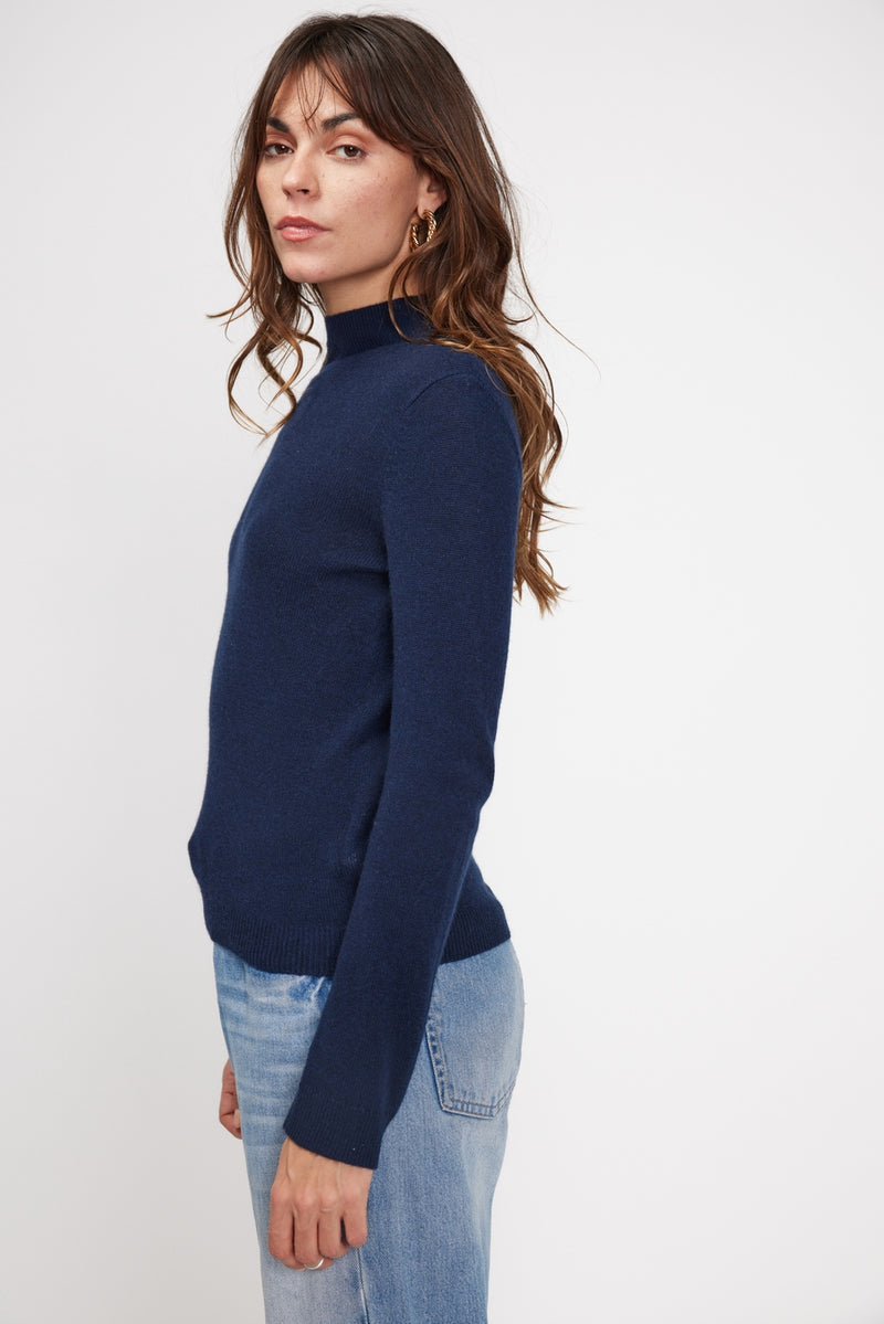 Zuella Shirttail Sweater - Navy - 100% Oeko-Tex Cashmere - Woman