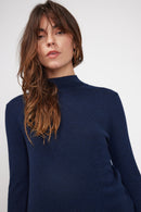 Pull Col Cheminee Zuella - Bleu Marine - 100% Cachemire Oeko-Tex - Femme