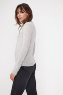 Zuella Shirttail Sweater - Gris Perla - 100% Cachemira Oeko-Tex - Mujer