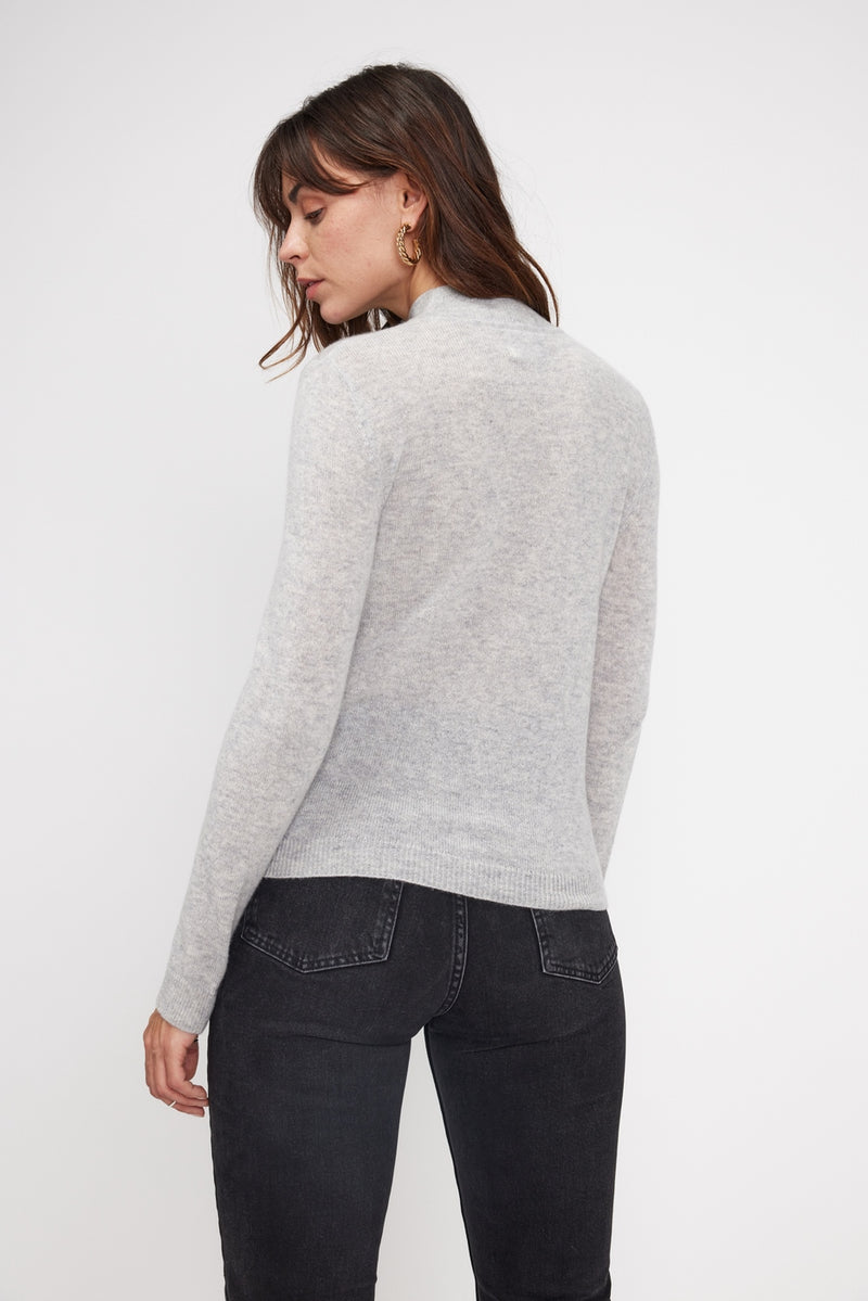 Zuella Cowl Neck Sweater - Pearl Grey - 100% Oeko-Tex Cashmere - Woman