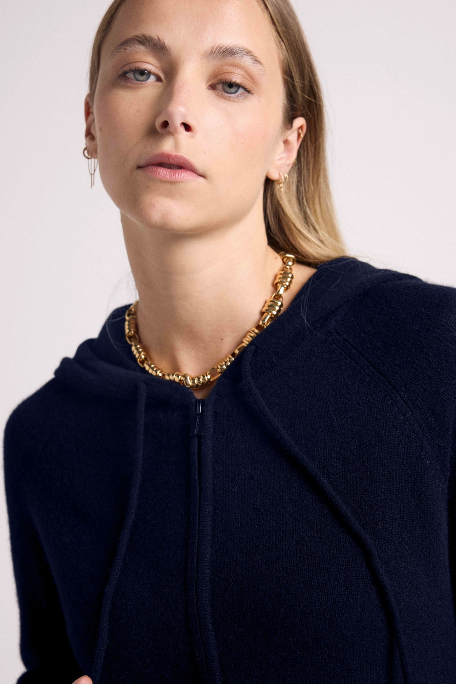 Felpa Con Cappuccio E Zip Zuma - Blu Navy