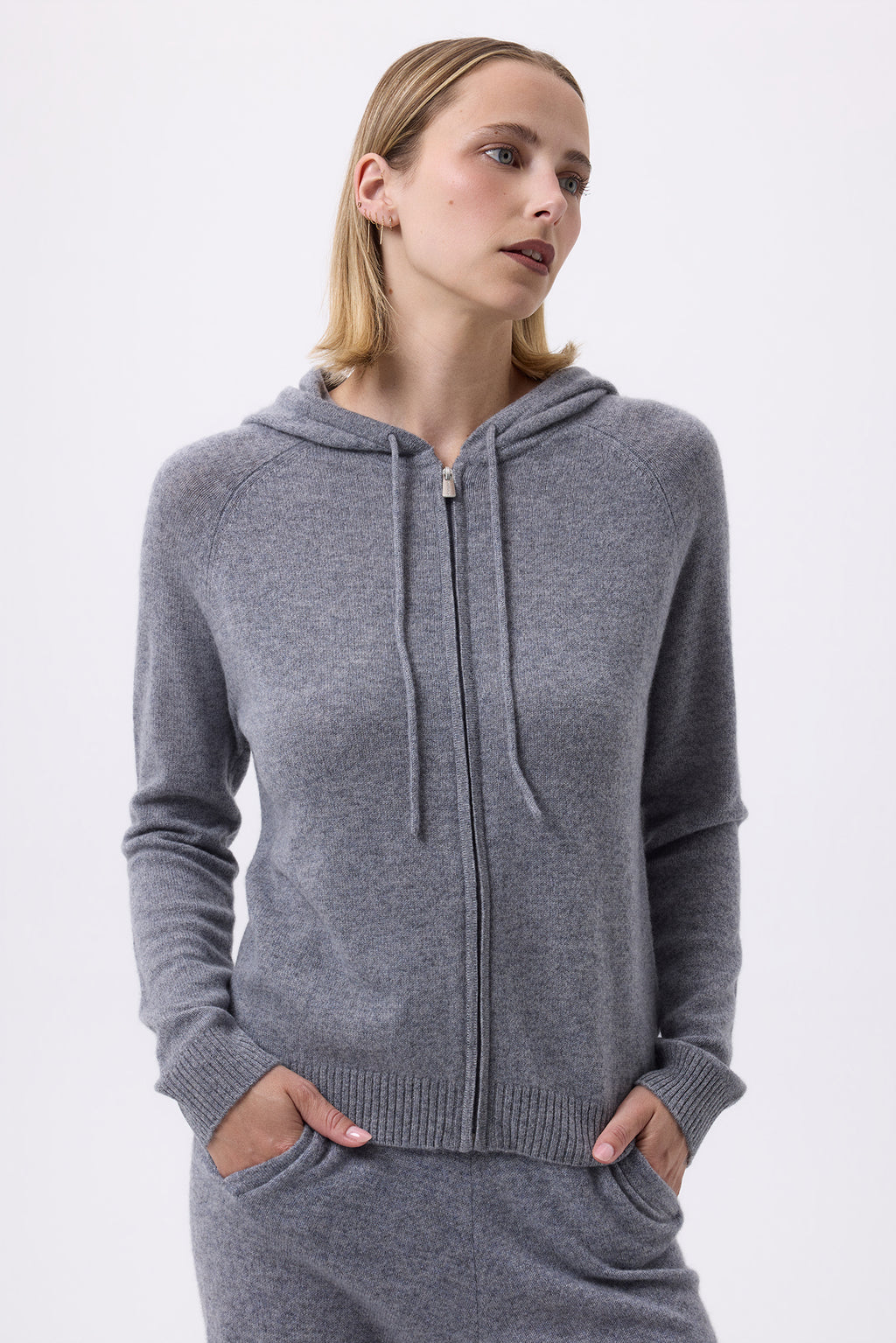 Sudadera con cremallera y capucha F Zuma - Gris oscuro - Mujer