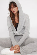 Zuma Hooded Zip Vest - Pearl Grey - 100% Oeko-Tex Cashmere - Woman