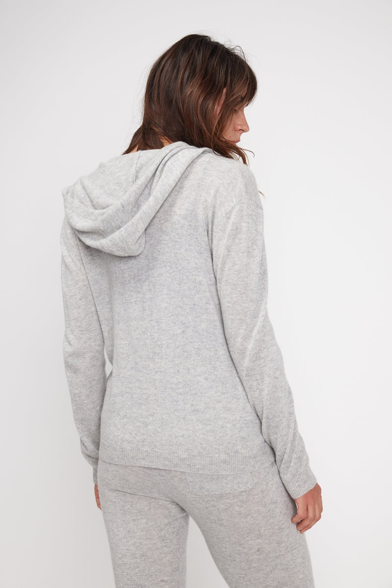 Zuma Hooded Zip Vest - Pearl Grey - 100% Oeko-Tex Cashmere - Woman