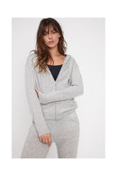 Gilet Zippe Capuche Zuma - Gris Perle - 100% Cachemire Oeko-Tex - Femme