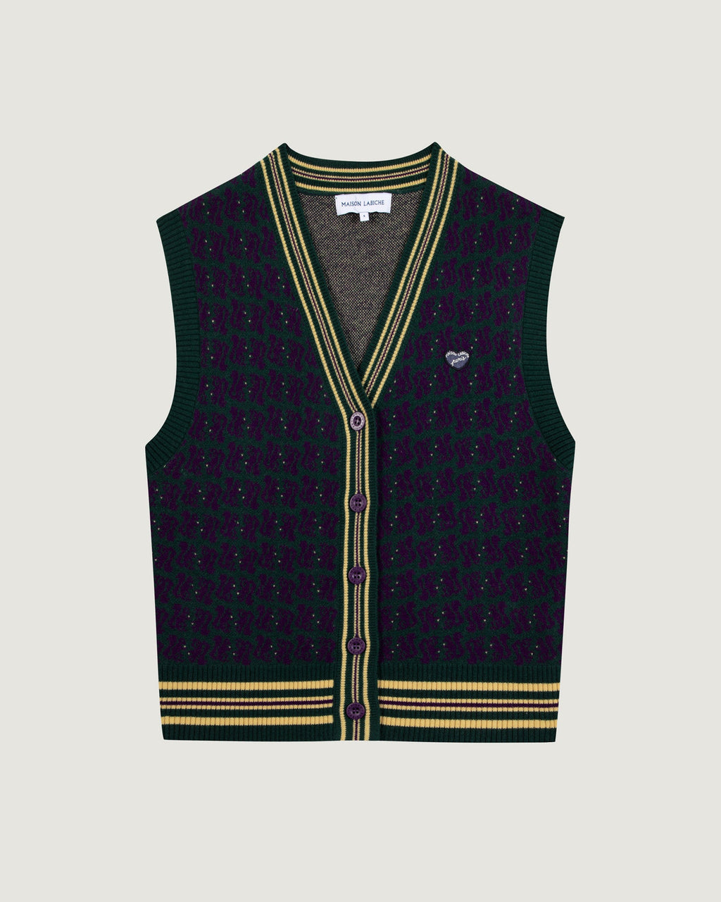 "Squirrel Jacquard" Alombert Sleeveless Cardigan