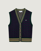 "Squirrel Jacquard" Alombert Sleeveless Cardigan
