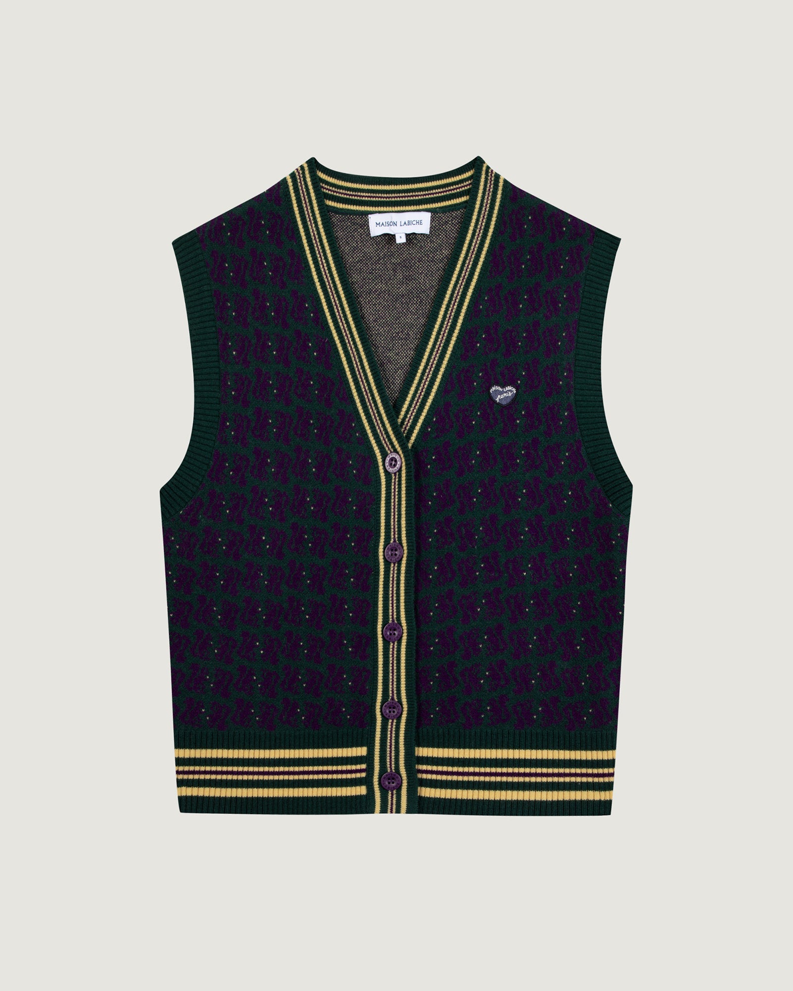 "Squirrel Jacquard" Alombert Sleeveless Cardigan