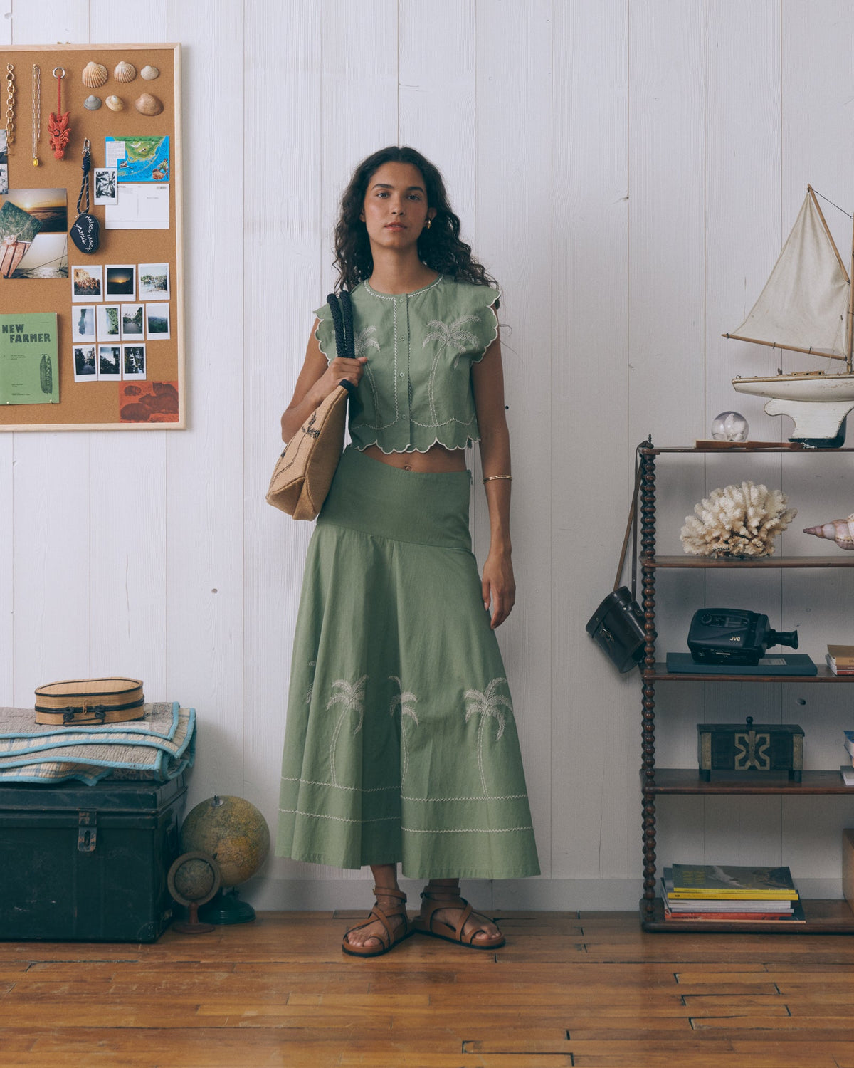 Chemise Palm Tree "Linen And Cotton" Bessin
