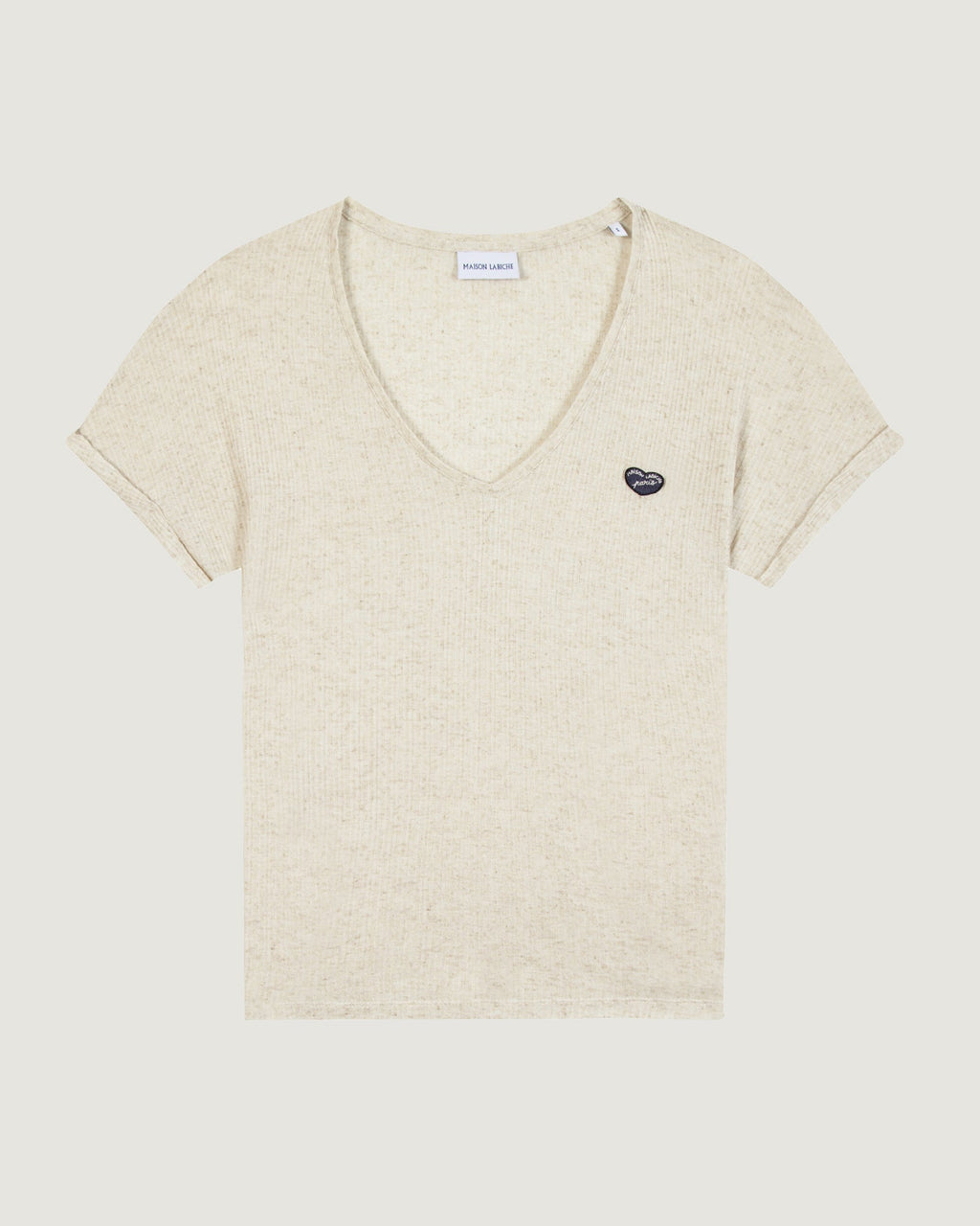 "Patch Heart" Chateau Cotton Linen T-Shirt