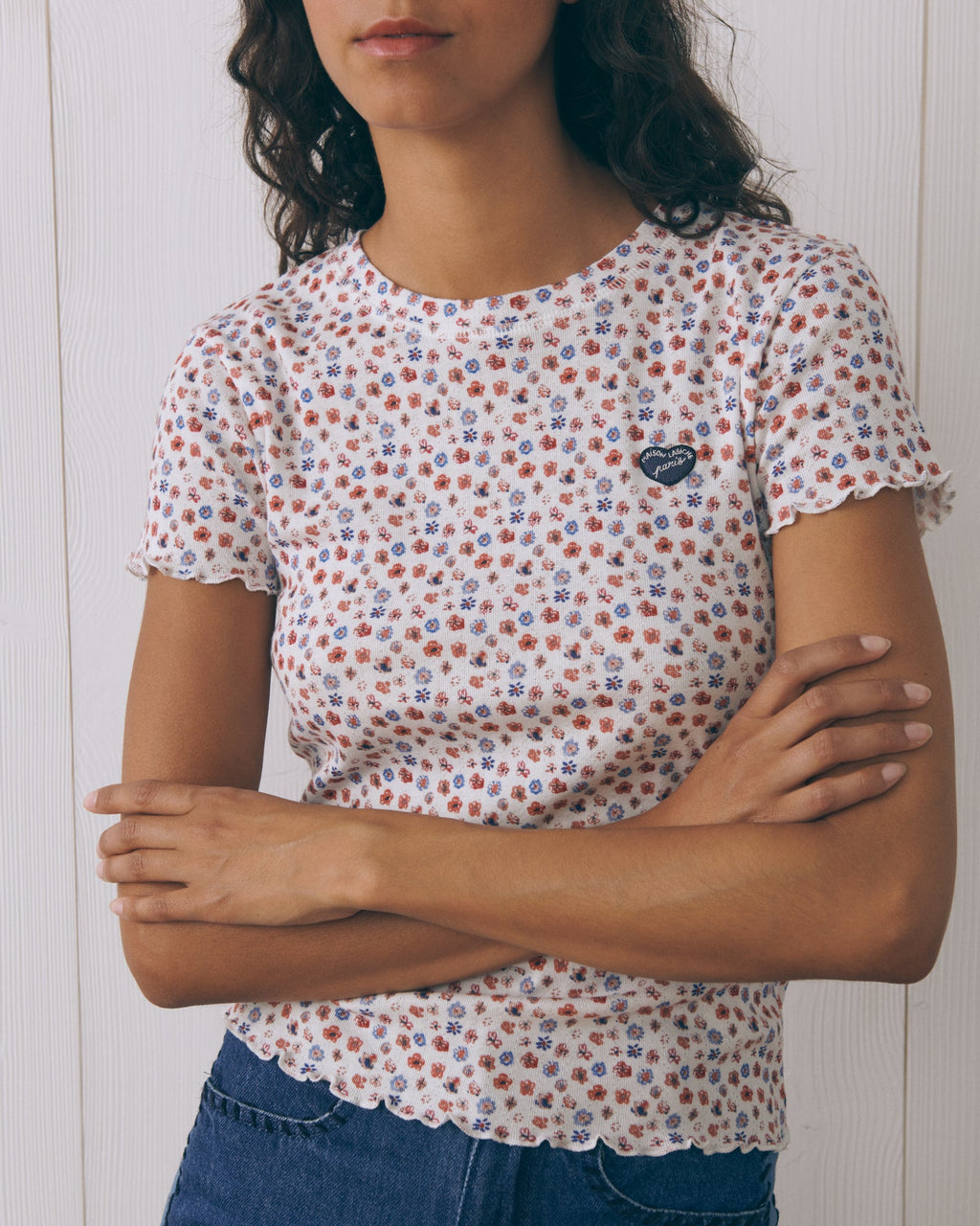 T-Shirt Côtelé "Patch Coeur" Folies