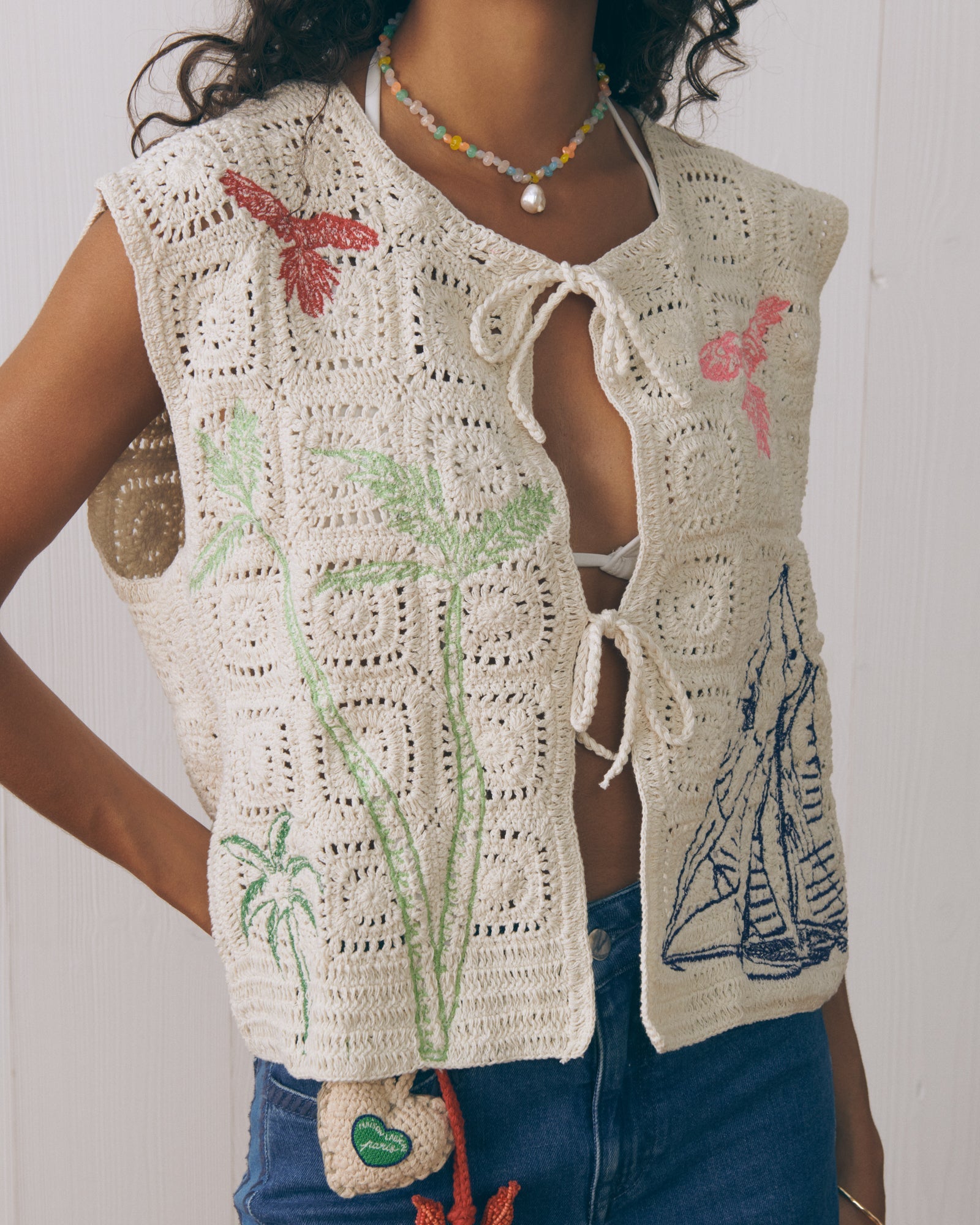 “Palm Trees” Piver Sleeveless Jacket