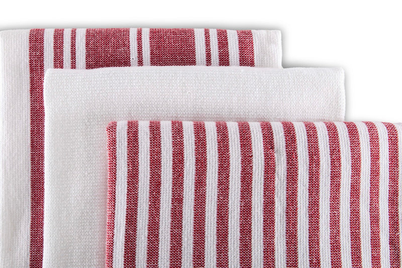 Torchons Culinary Duo Stripe 50x76 - Set De 3 - Rouge