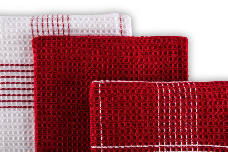 Torchons Culinary Duo Waffle 50x76 - Set De 3 - Rouge