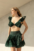 Zoe Top - Khaki Palm Tree