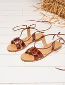 Sandales Plates Zoé - Brown Croco Leather