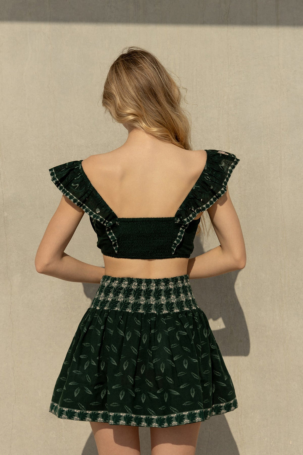 Zoe Top - Khaki Palm Tree