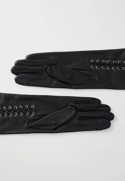 Gants Klara Cuir Doublés Soie - Noir Tactile - Femme