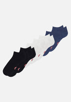 Pack of 7 Cotton Trainer Socks - Black White Steel