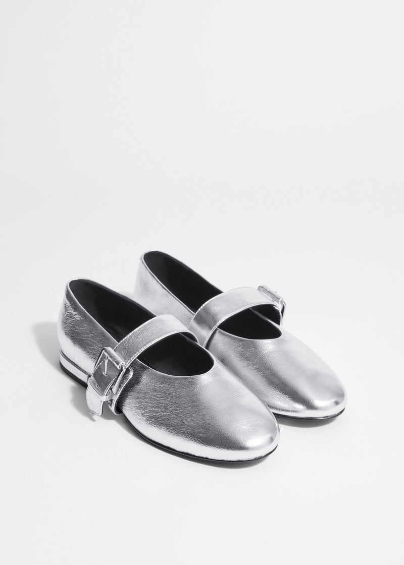 Shoes Alessa Cross Strap Ballerina - Silver - Women