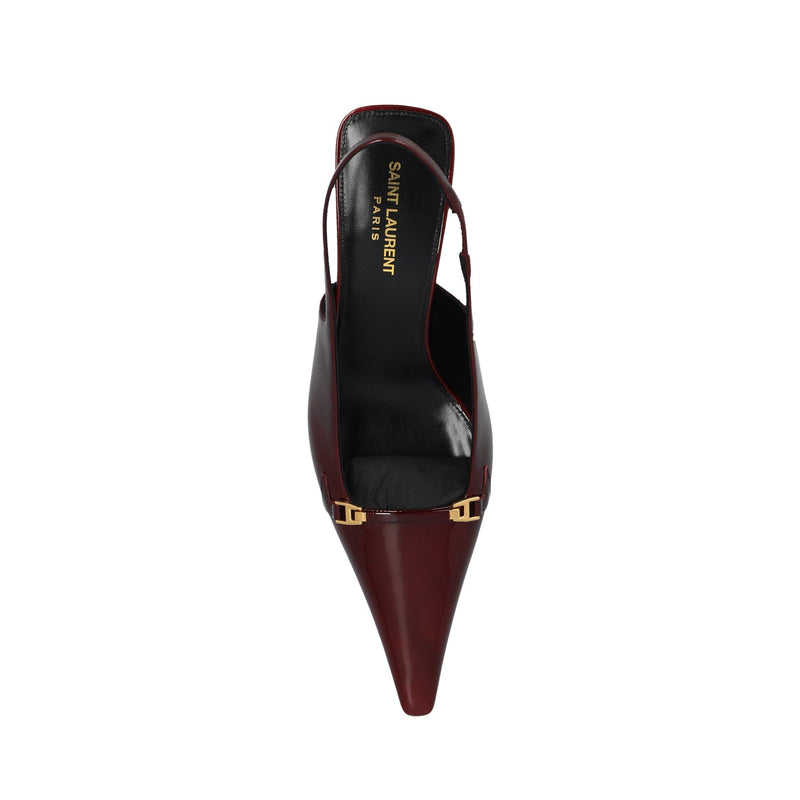 Escarpins - Saint Laurent 'Carine' Leather Slingback - Burgundy