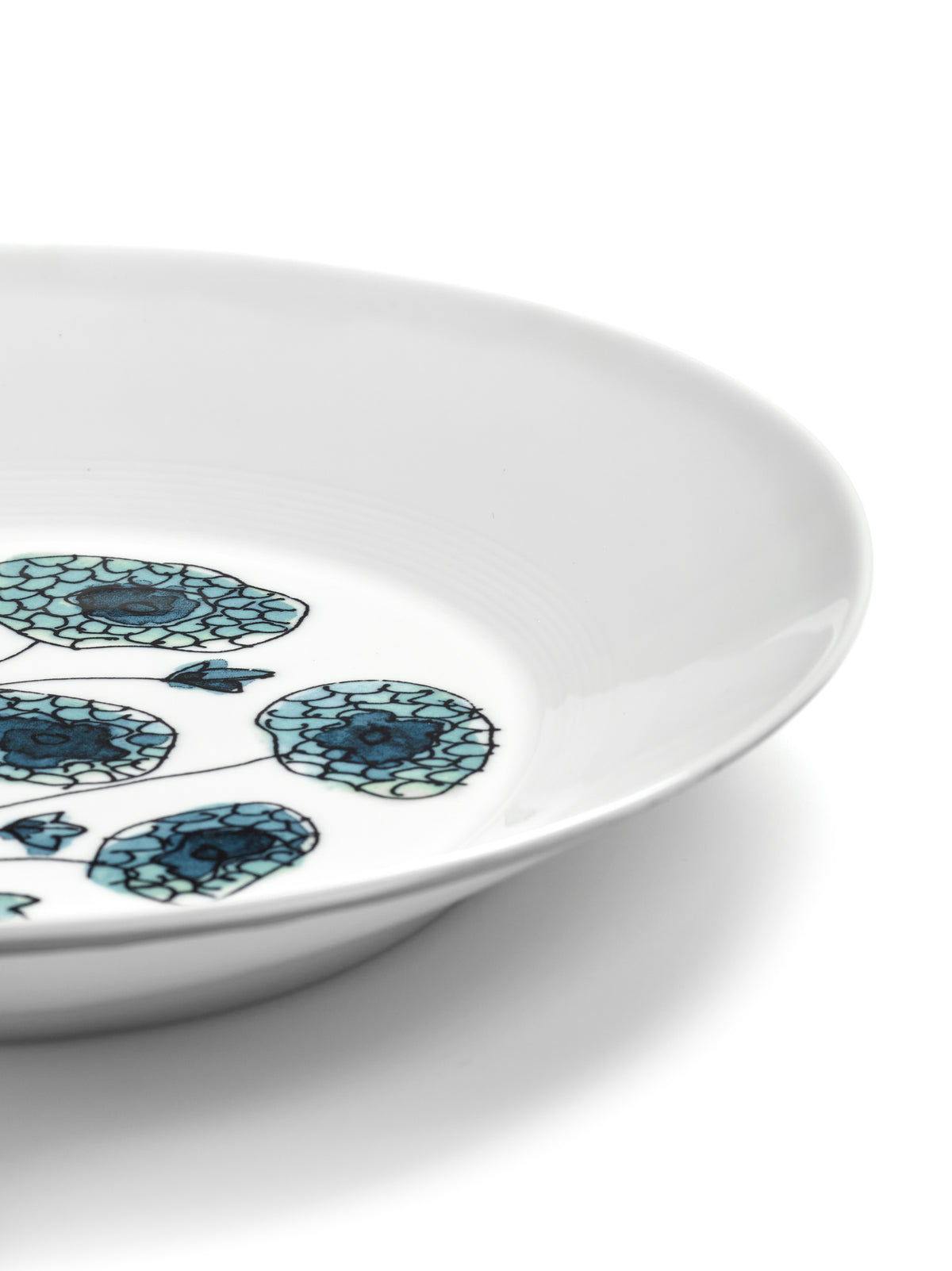 Midnight Flowers - 2er-Set Tiefe Teller - M - Bone-China-Porzellan - Anemone Vaniglia