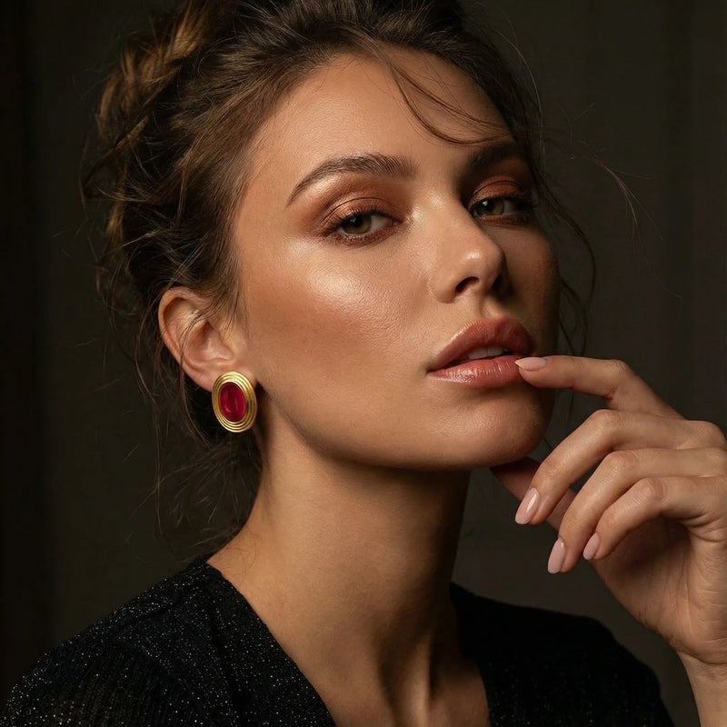 Boucles D'Oreilles Old Money Rouge