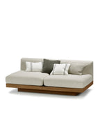 Rudolph - Banc 2 Places D'intérieur - Aluminium, Bois Et Tissu D'ameublement - Bone Cognac