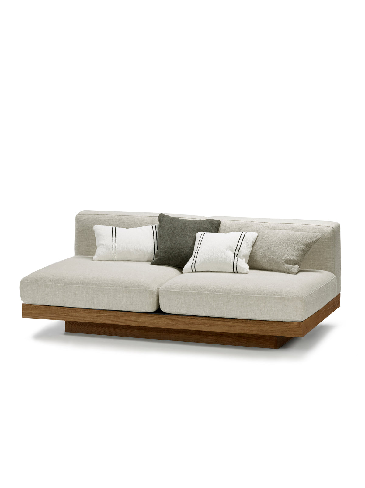 Rudolph - Banc 2 Places D'intérieur - Aluminium, Bois Et Tissu D'ameublement - Bone Cognac