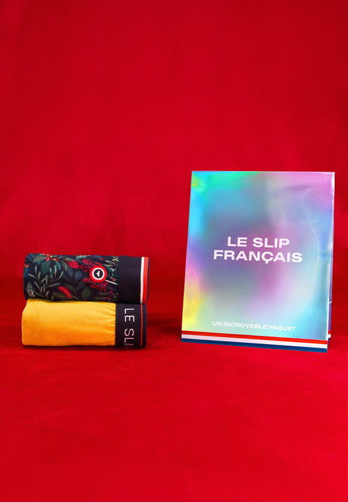 Lot De 2 Boxers En Coton - Boxers Moutarde Houx Marbre Vert