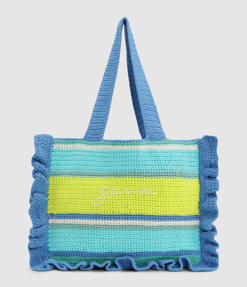 Ganni - Totebag Crochet Coton Organique Bleu - Femme