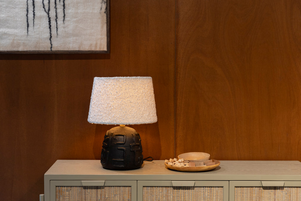 Renzo Bouclé - Table Lamp - Ceramic - White/Black