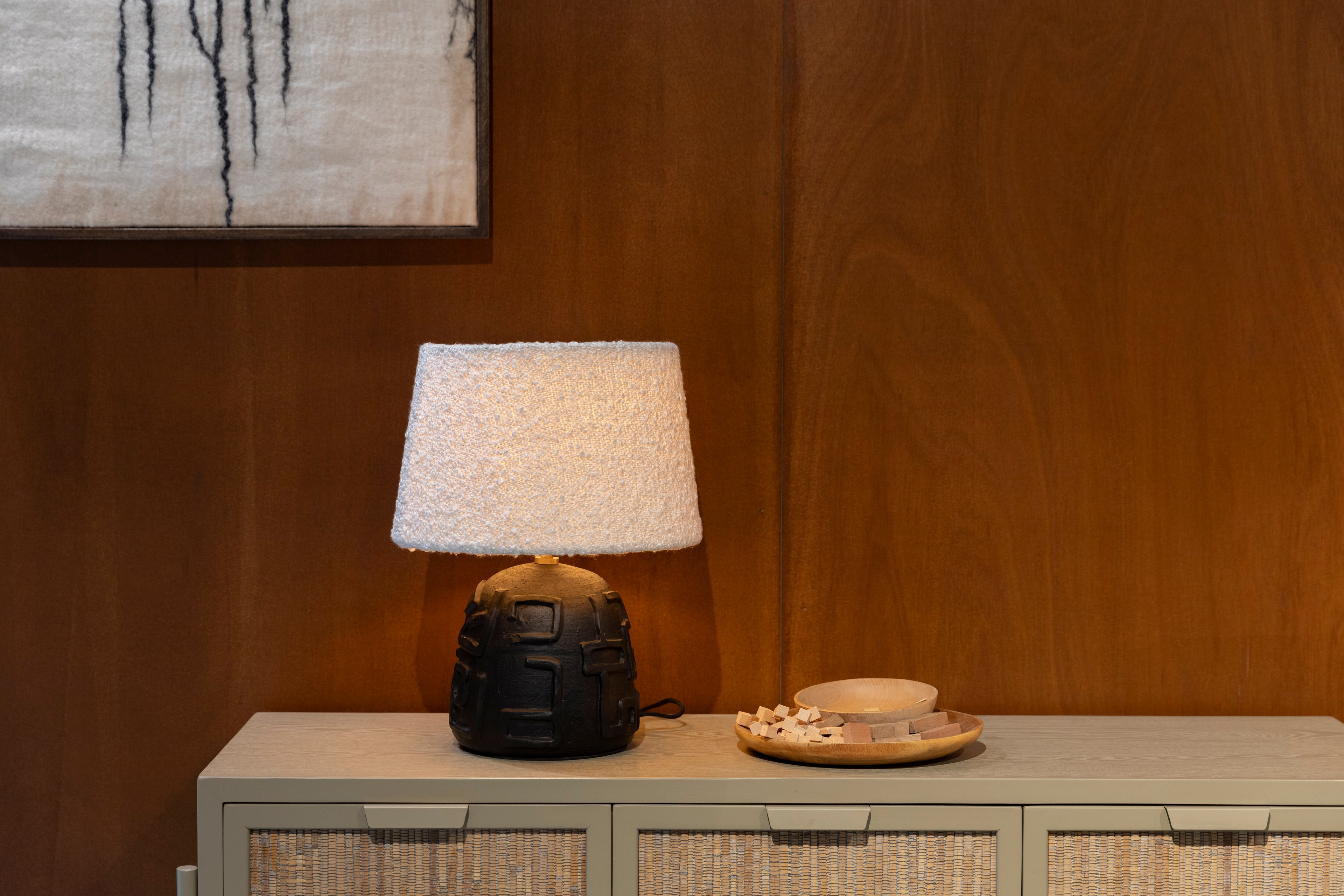 Renzo Bouclé - Table Lamp - Ceramic - White/Black