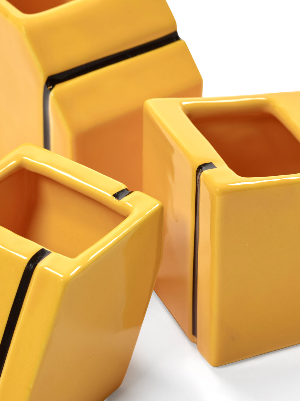 Accessories Silos - Assortiment De 3 Vases Mini - Porcelaine - Jaune