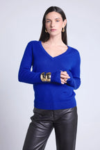 Pull Col V Luna - Bleu Roi - Femme