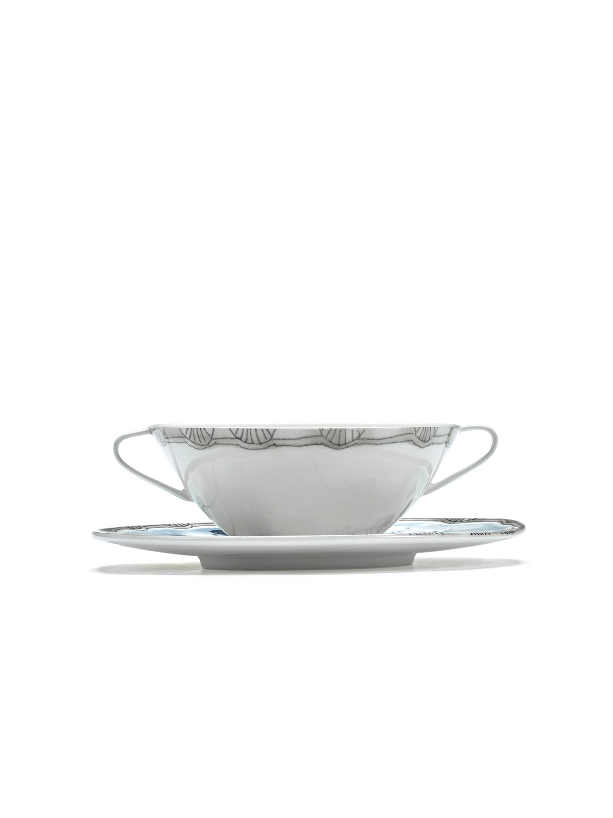 Midnight Flowers - 2er-Set Suppentassen + Untertassen - Bone-China-Porzellan - Mirtillo Tea