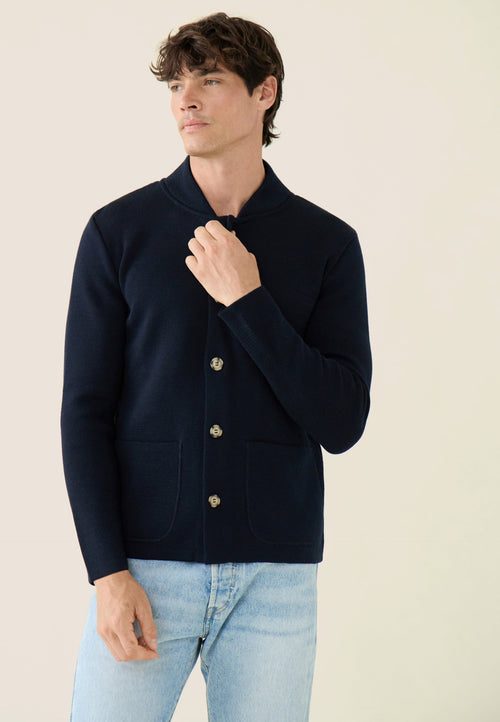 Cardigan Homme En Maille Bleu Marine - Eloi Marine