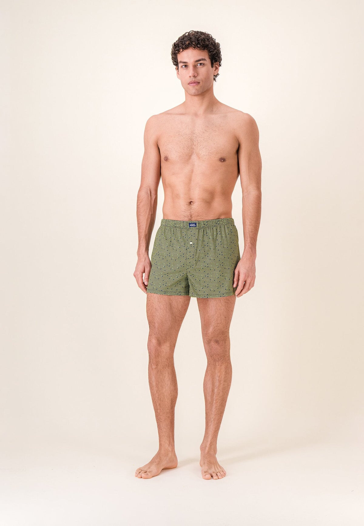 Boxer Fredo Chevron in Jersey di Cotone - Giallo Anice