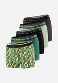 Set di 5 Boxer Intrecci in Cotone - Giallo Anice Verde Foresta Verde Salvia Antracite Nero