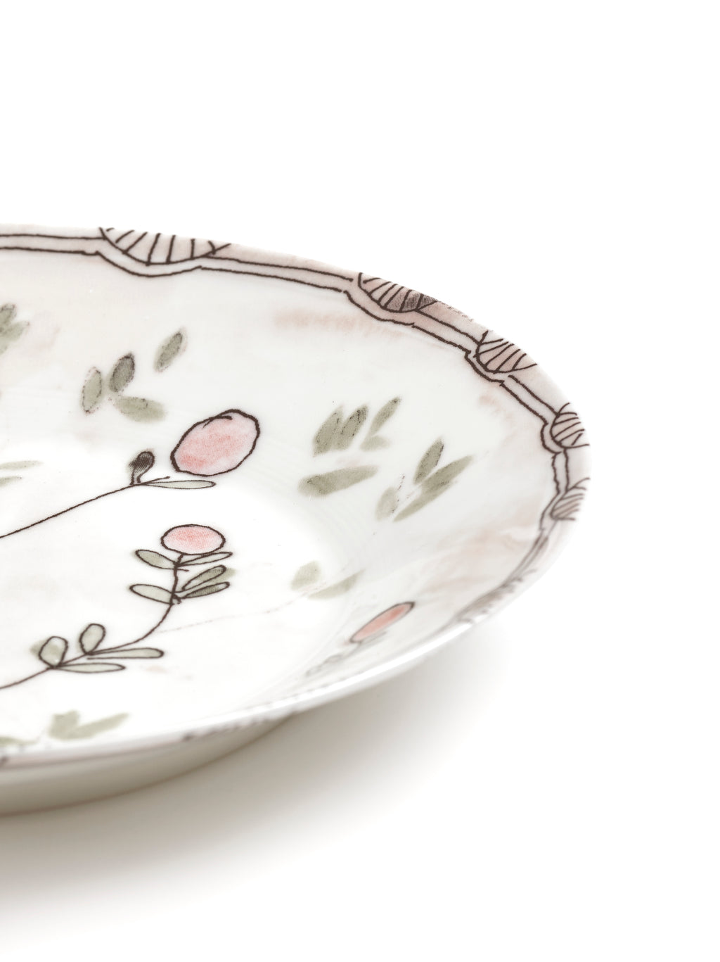 Midnight Flowers - Lot De 2 Assiettes Creuses - S - Porcelaine Bone China - Mirtillo Nude