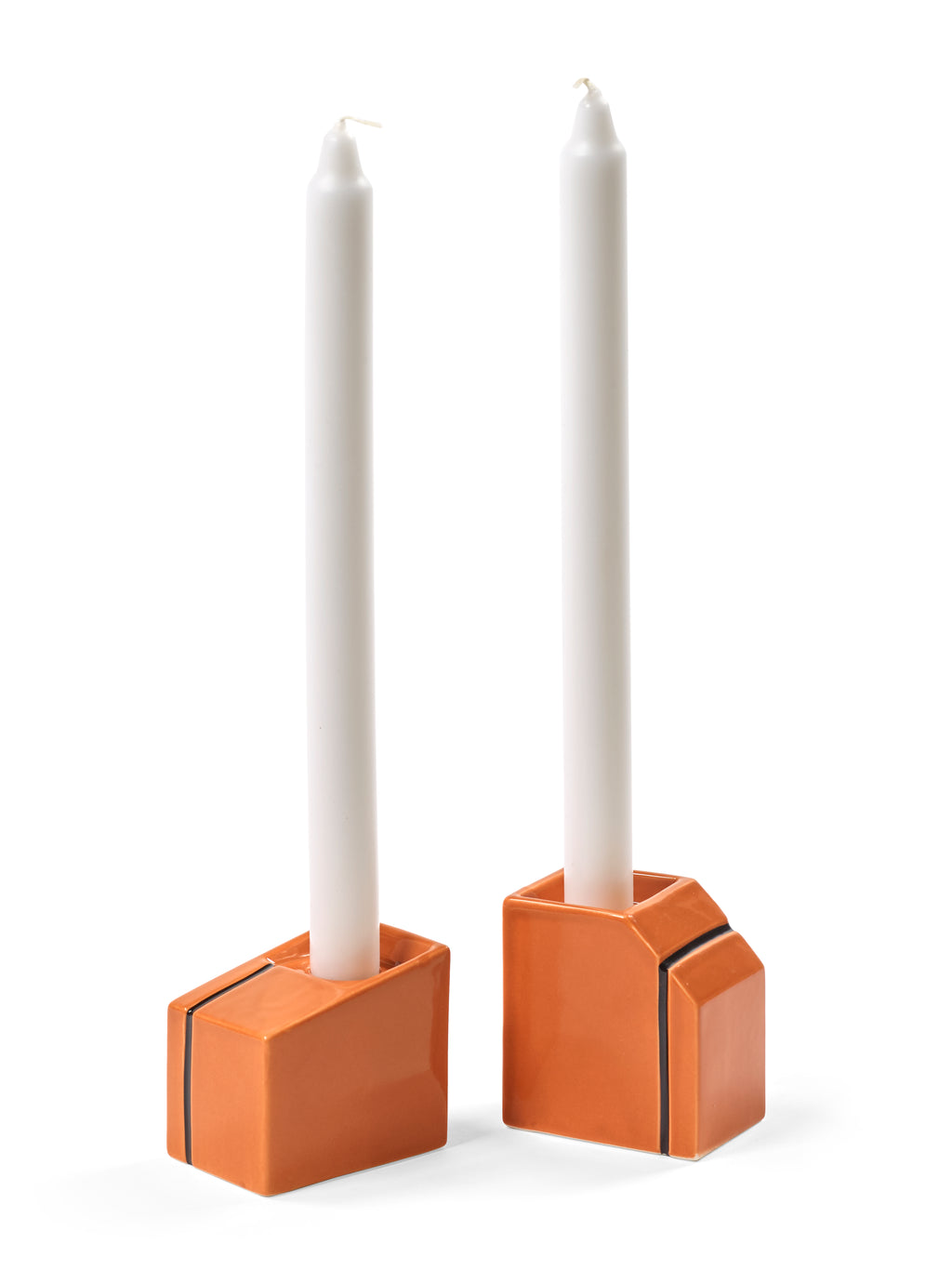 Accessories Silos - Assortiment De 2 Bougeoirs - Porcelaine - Orange