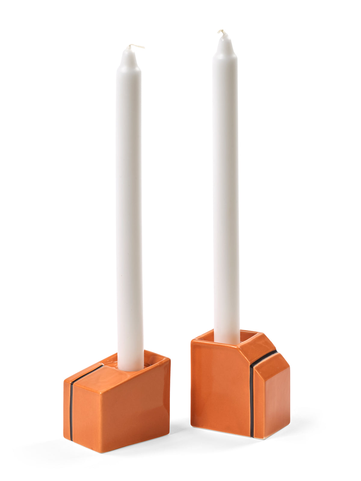 Accessories Silos - Assortiment De 2 Bougeoirs - Porcelaine - Orange