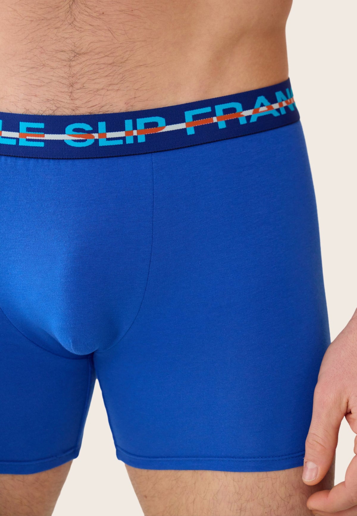 Boxer Redoutable Long En Coton - Bleu Nautique