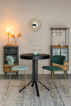 Jolien - Tabouret De Bar & De Comptoir - Tissu - Doré/Vert Foncé