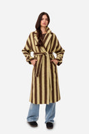Manteau D'Alpaga À Rayures Jaunes
