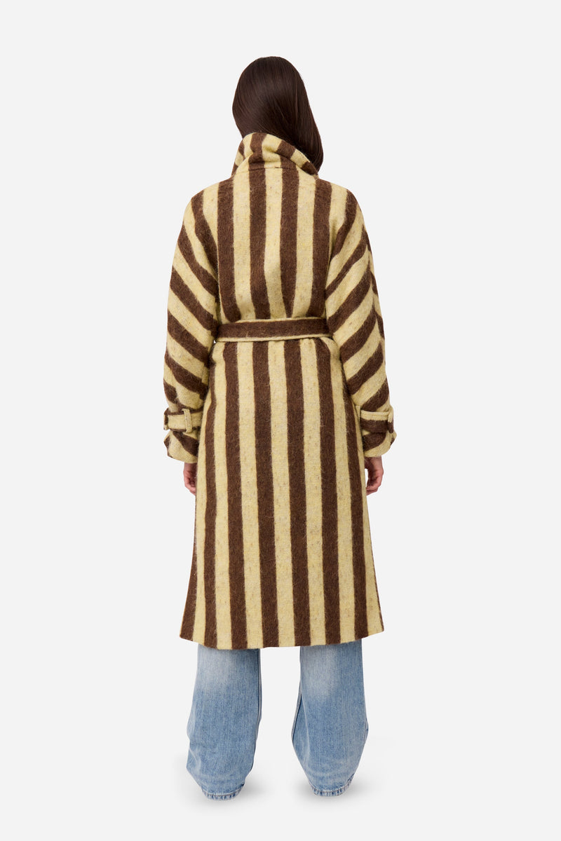 Manteau D'Alpaga À Rayures Jaunes