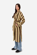 Manteau D'Alpaga À Rayures Jaunes