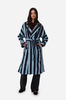 Manteau D'Alpaga À Rayures Bleues