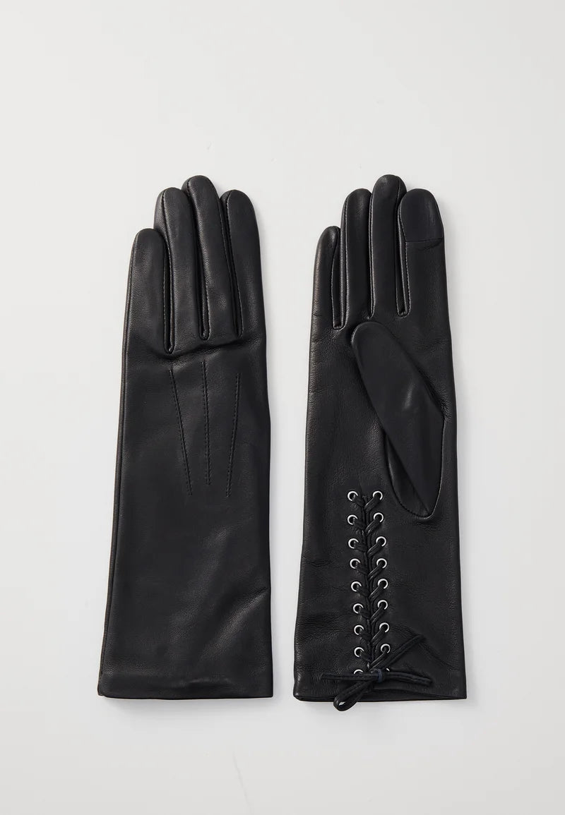 Gants Klara Cuir Doublés Soie - Noir Tactile - Femme